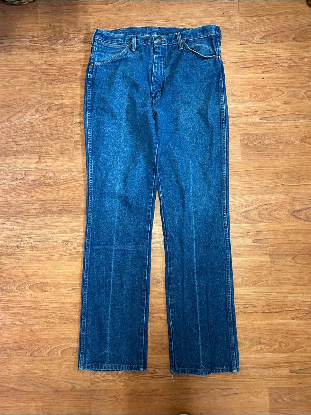 Vintage 80S Wrangler Blue Jeans Size 35x34 Made in USA